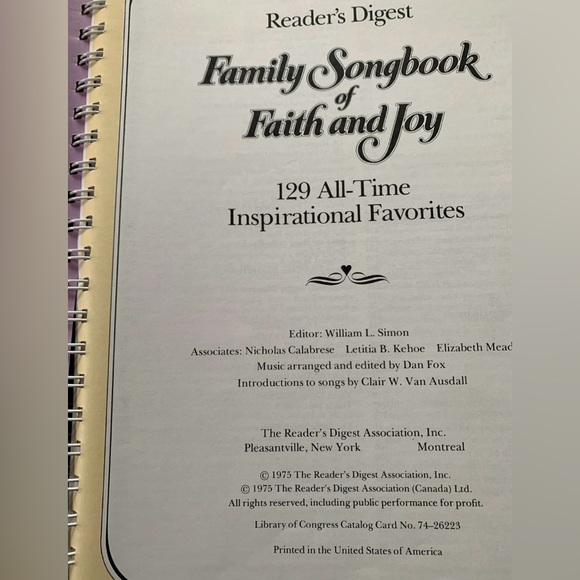 Readers Digest Family Songbook of Faith and Joy 129 Songs Hardcover Piano Vocal - Picture 2 of 9